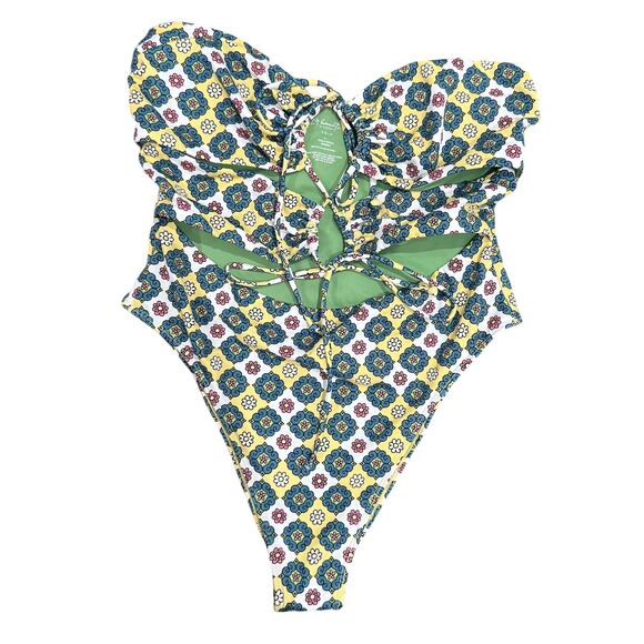 LA Hearts by Pacsun Strapless Cutout Tie One Piece Swimsuit in Multi, Size XL - Picture 1 of 5